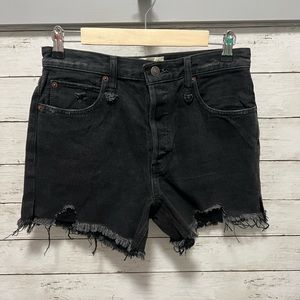 Free People Black Distressed Cut Off Shorts